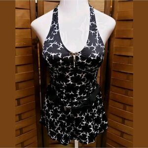 New Shape Fix Sexy Halter Belted Swimsuit Dress